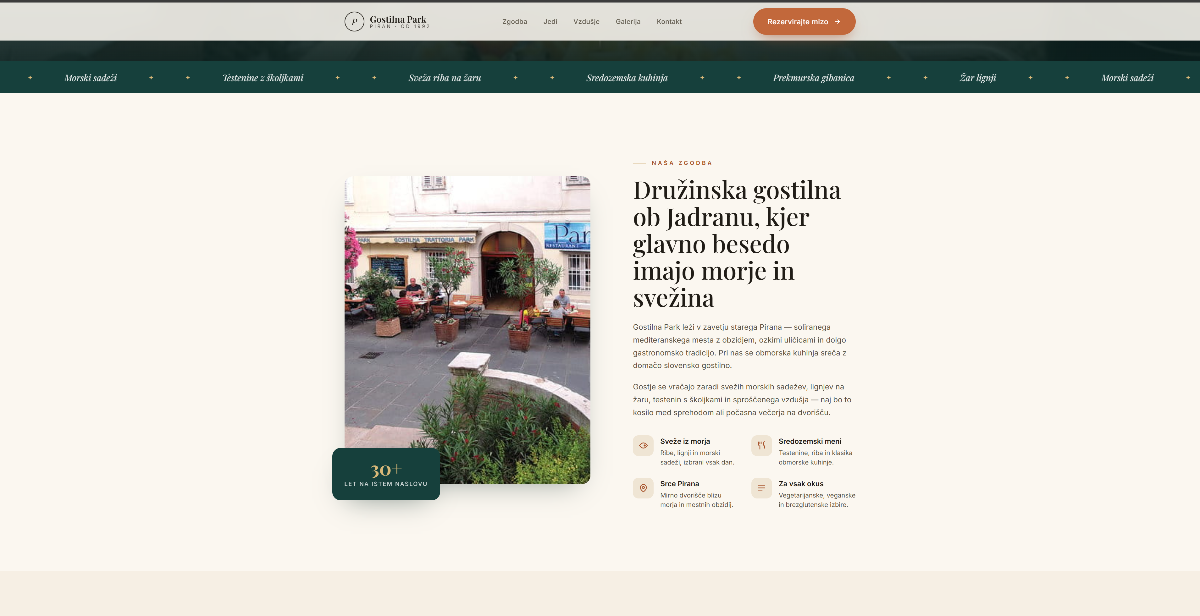 Gostilna Park — restaurant site concept