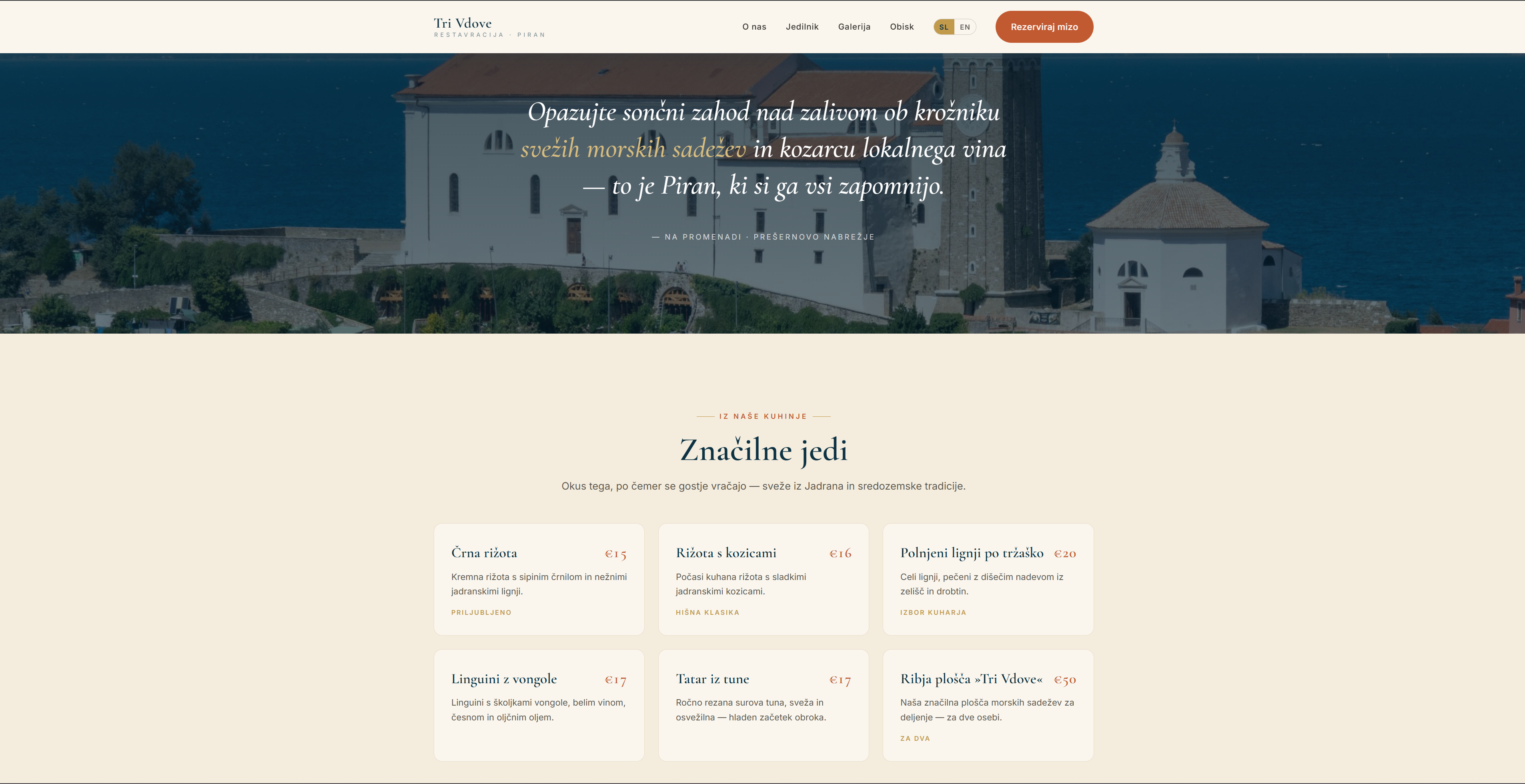 Tri Vdove — restaurant site concept